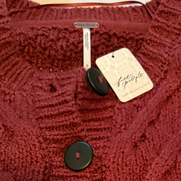 Free People Sweaters - Free People burgandy cardigan sweater size medium